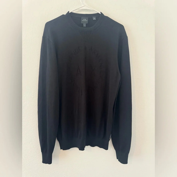Armani Exchange Block Logo Embossed Sweater Cotton Blend Luxe Size Large - Picture 1 of 9
